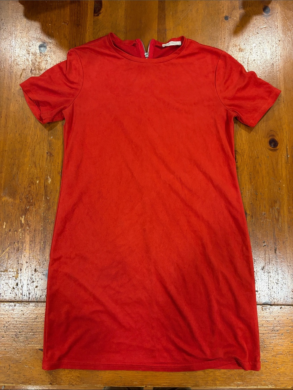 Zara Red Short-Sleeve Mini Shift Dress